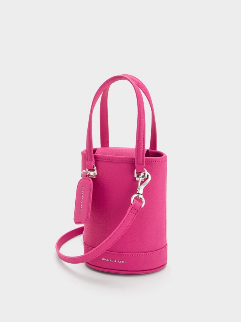 Geanta Galeata Charles & Keith Avis Cylindrical Fucsie | 481ELXUYD