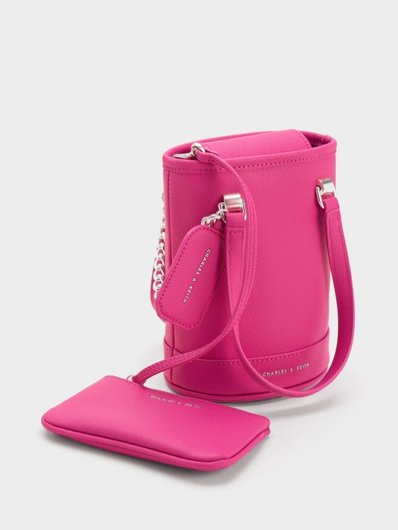 Geanta Galeata Charles & Keith Avis Cylindrical Fucsie | 481ELXUYD