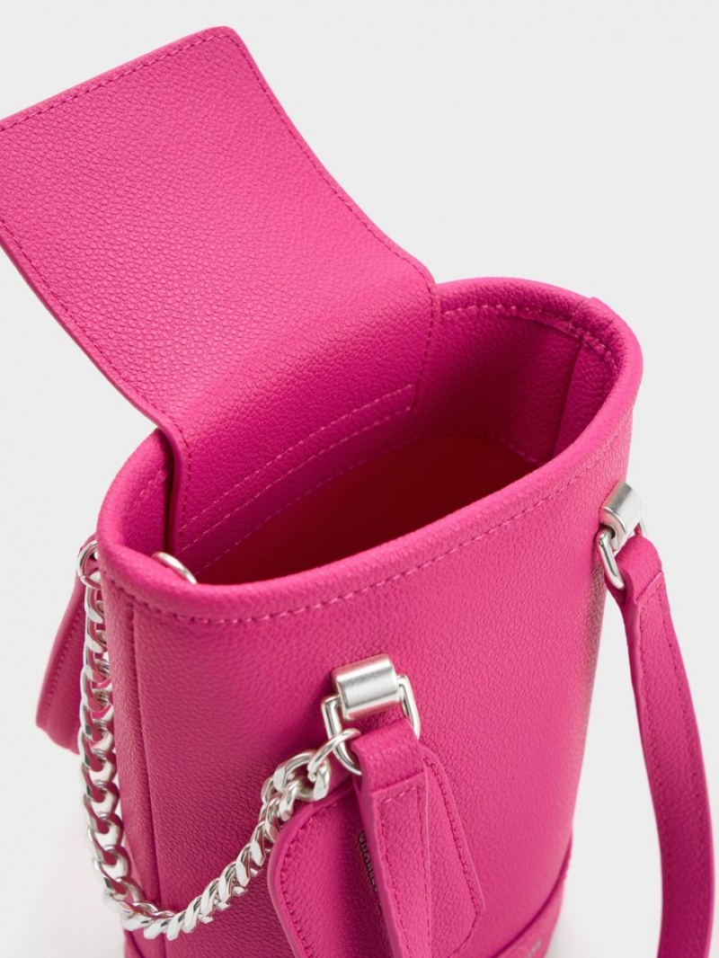 Geanta Galeata Charles & Keith Avis Cylindrical Fucsie | 481ELXUYD
