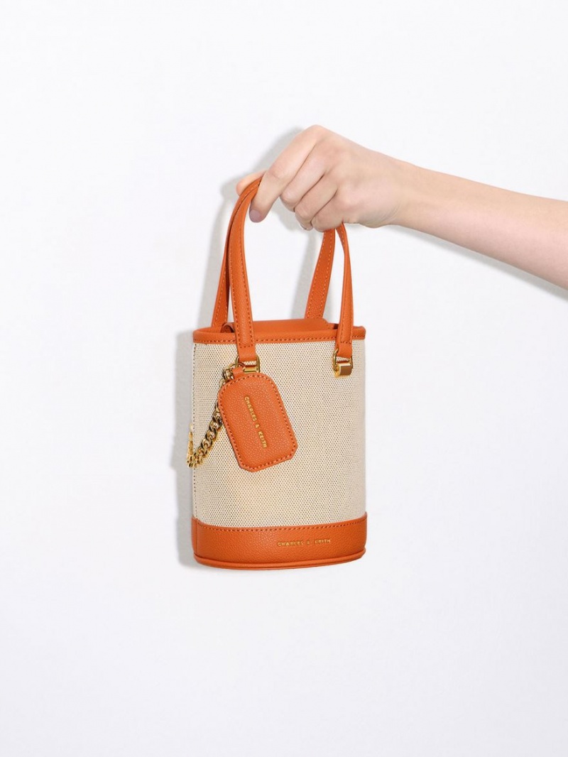 Geanta Galeata Charles & Keith Avis Cylindrical Portocalii | 781BDWKEY