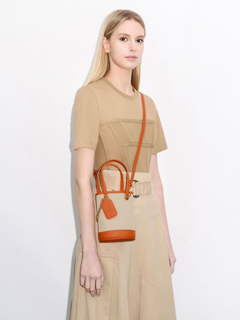 Geanta Galeata Charles & Keith Avis Cylindrical Portocalii | 781BDWKEY
