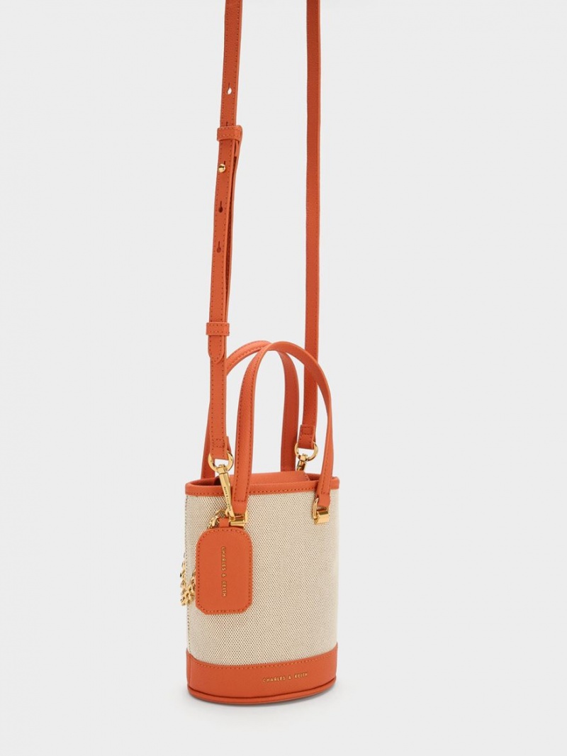 Geanta Galeata Charles & Keith Avis Cylindrical Portocalii | 781BDWKEY