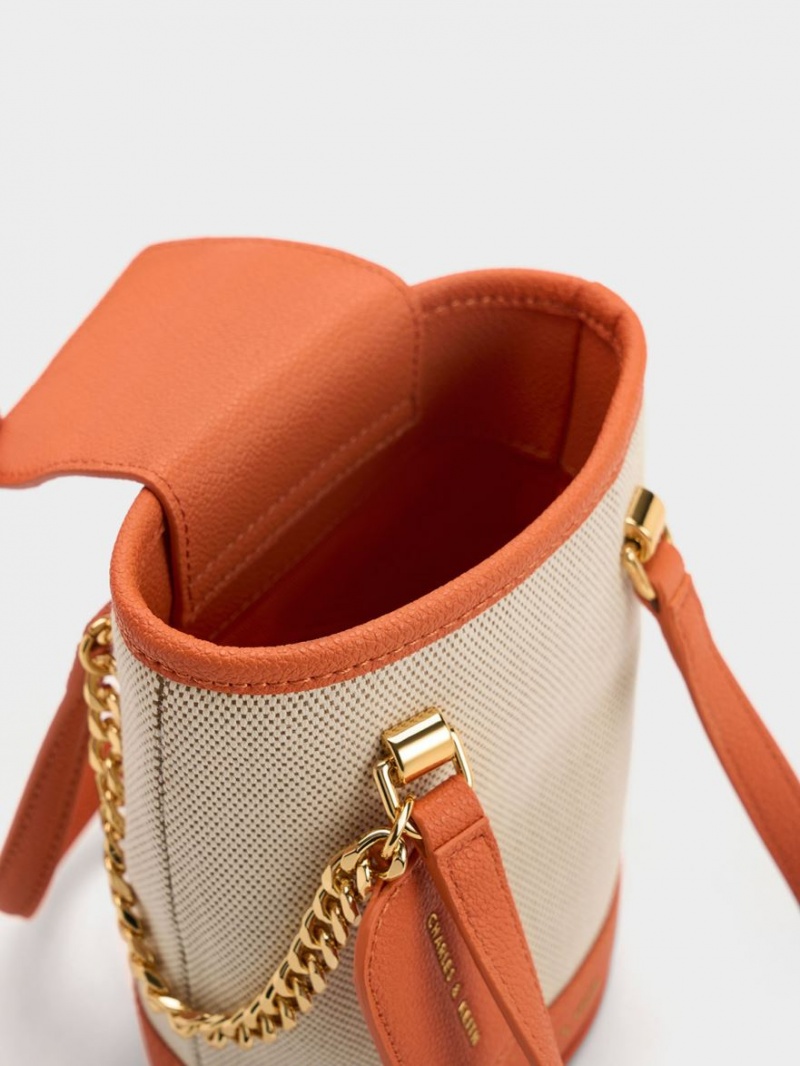 Geanta Galeata Charles & Keith Avis Cylindrical Portocalii | 781BDWKEY