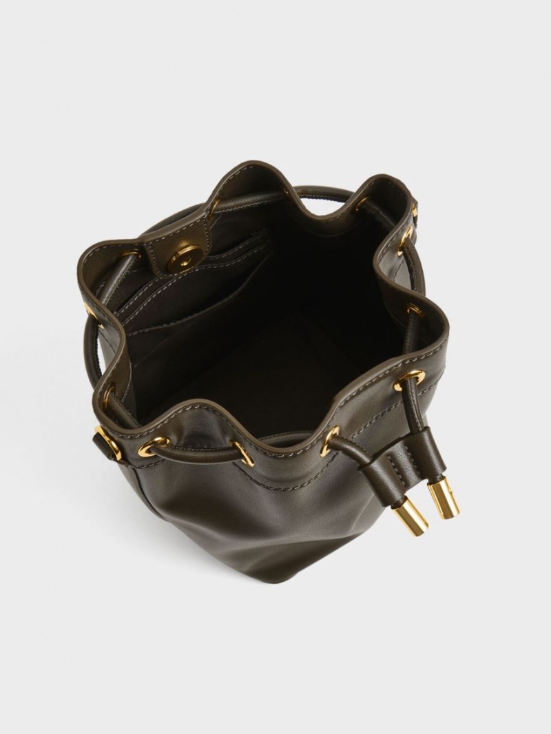 Geanta Galeata Charles & Keith Braided-Handle Drawstring Negrii | 134ZNKPGA