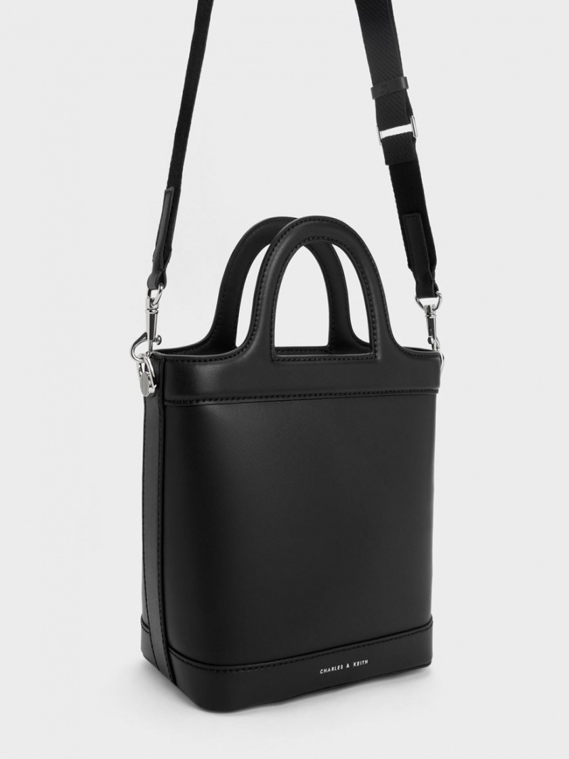 Geanta Galeata Charles & Keith Bronte Top Handle Negrii | 435DMOTVQ
