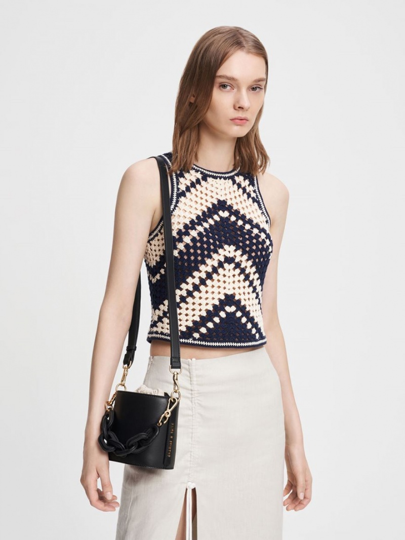 Geanta Galeata Charles & Keith Catena Negrii | 583YKNQCH