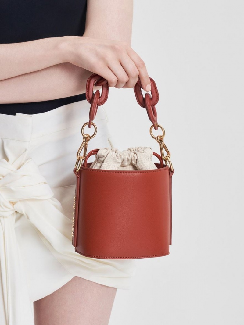 Geanta Galeata Charles & Keith Catena Rosii Inchis | 798NVFKOH