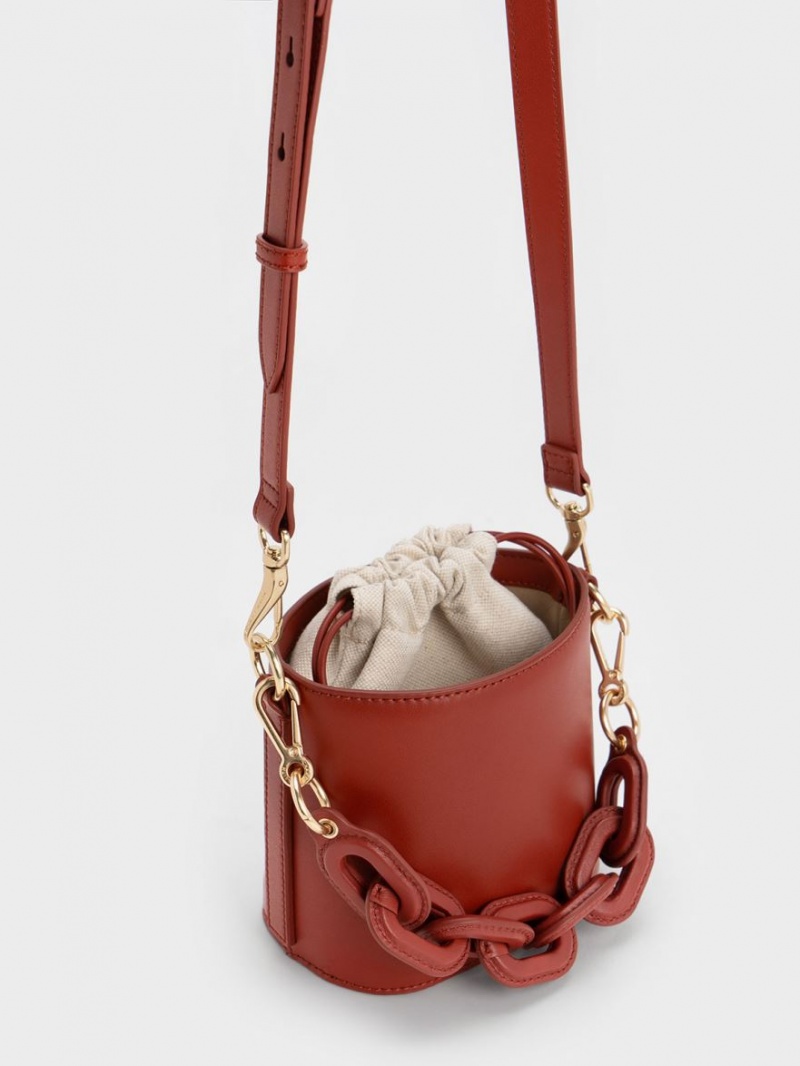 Geanta Galeata Charles & Keith Catena Rosii Inchis | 798NVFKOH