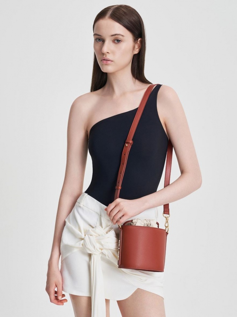 Geanta Galeata Charles & Keith Catena Rosii Inchis | 798NVFKOH