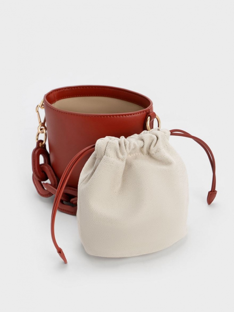 Geanta Galeata Charles & Keith Catena Rosii Inchis | 798NVFKOH
