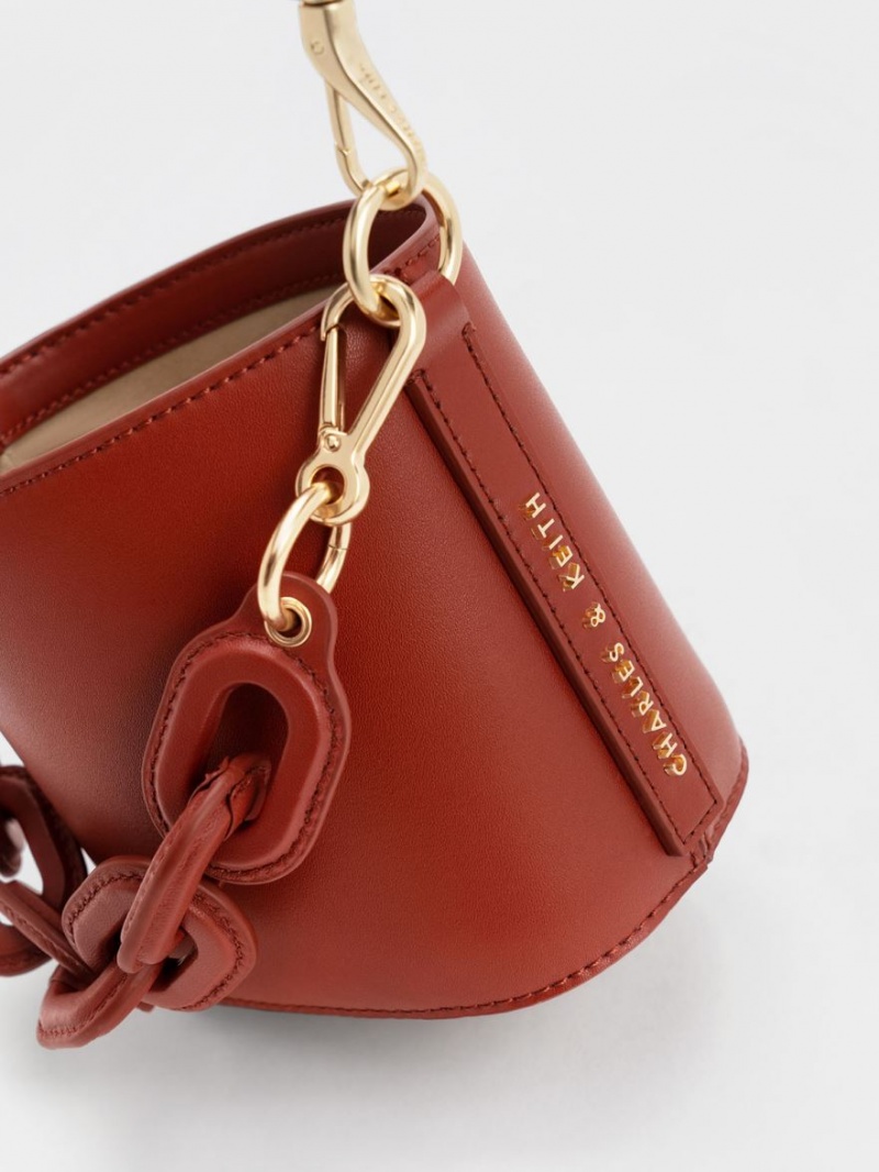 Geanta Galeata Charles & Keith Catena Rosii Inchis | 798NVFKOH