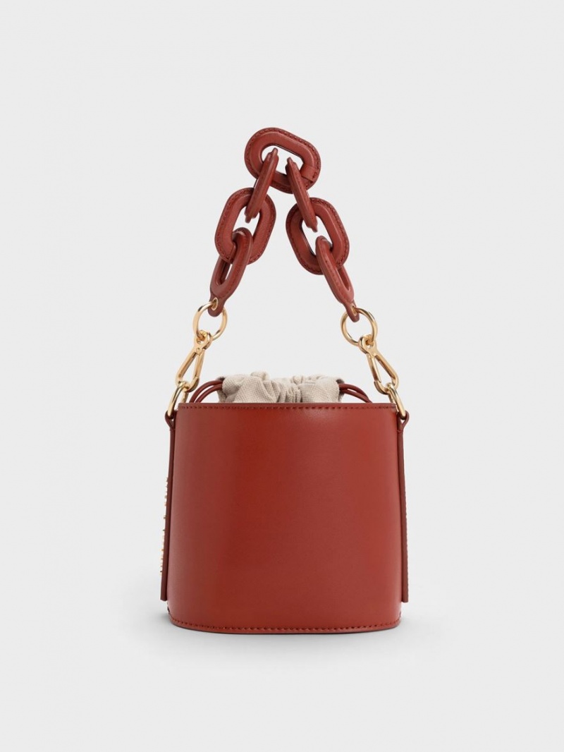Geanta Galeata Charles & Keith Catena Rosii Inchis | 798NVFKOH
