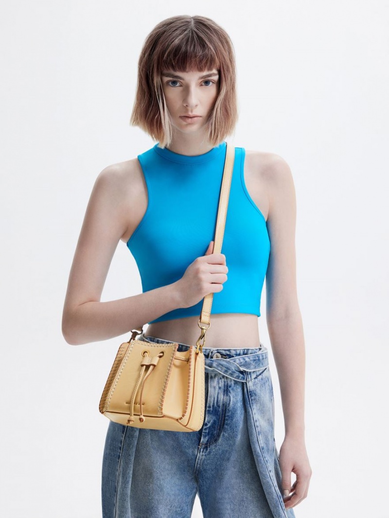 Geanta Galeata Charles & Keith Circe Stitch-Trim Bej | 972FSVWLT