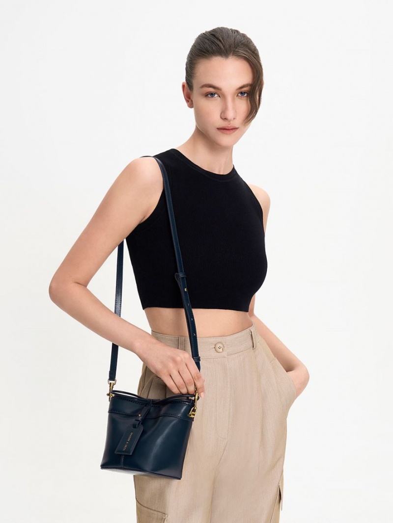 Geanta Galeata Charles & Keith Cordele Bleumarin | 897HSKNBL