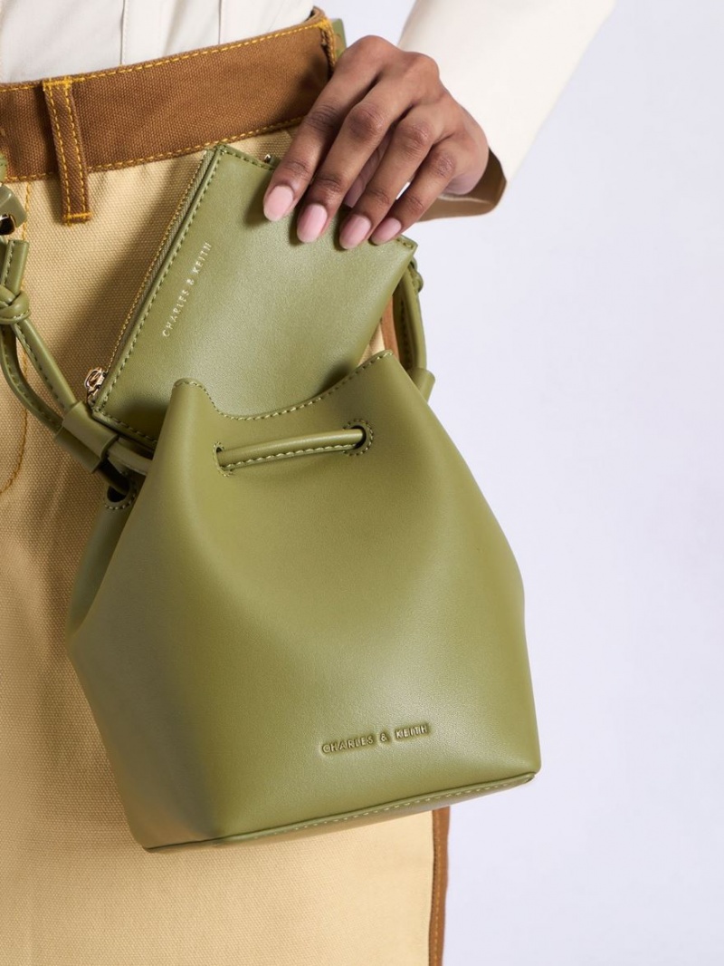 Geanta Galeata Charles & Keith Cube Knotted Masline Verzi | 817RBILVU