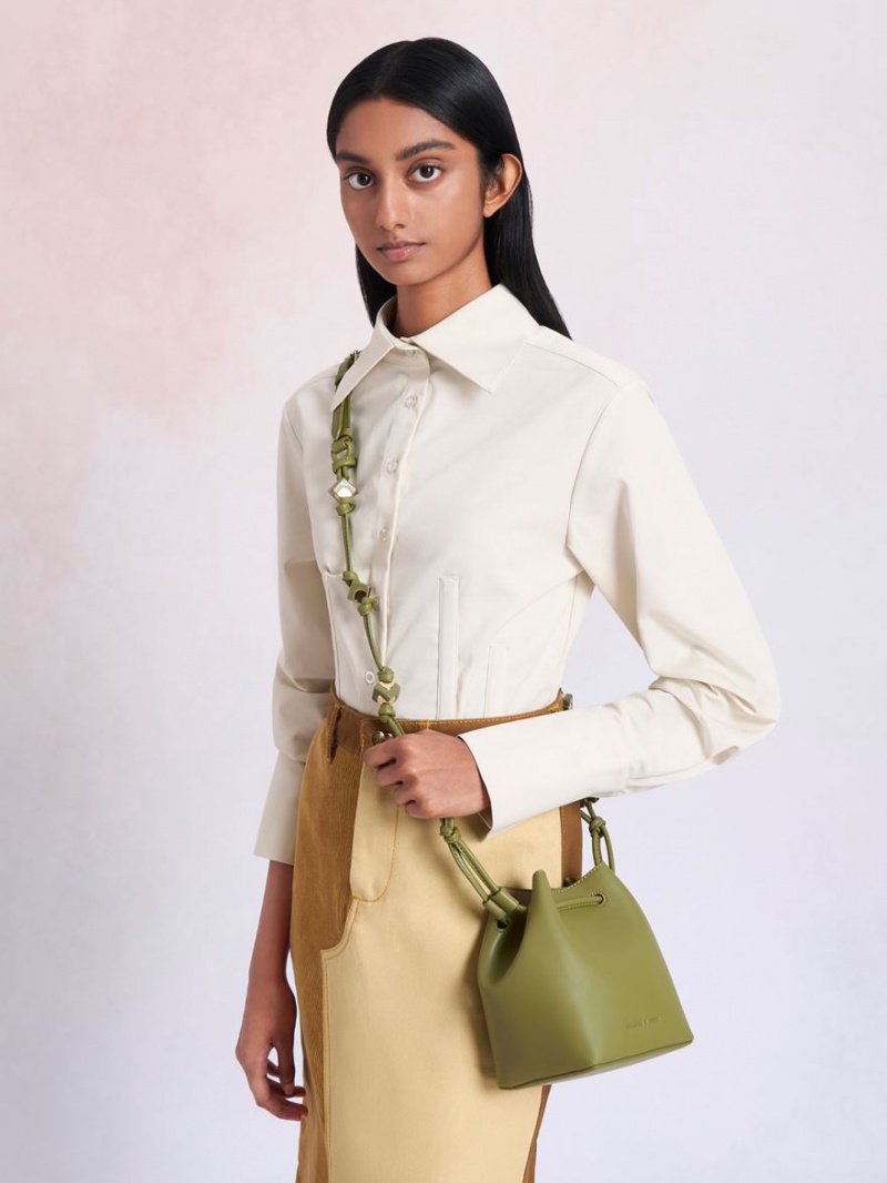 Geanta Galeata Charles & Keith Cube Knotted Masline Verzi | 817RBILVU