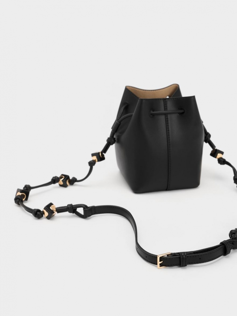 Geanta Galeata Charles & Keith Cube Knotted Negrii | 517VUYFKM