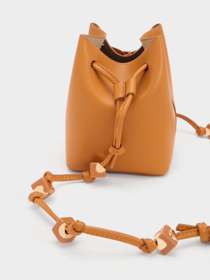 Geanta Galeata Charles & Keith Cube Knotted Portocalii | 468IBOWQT