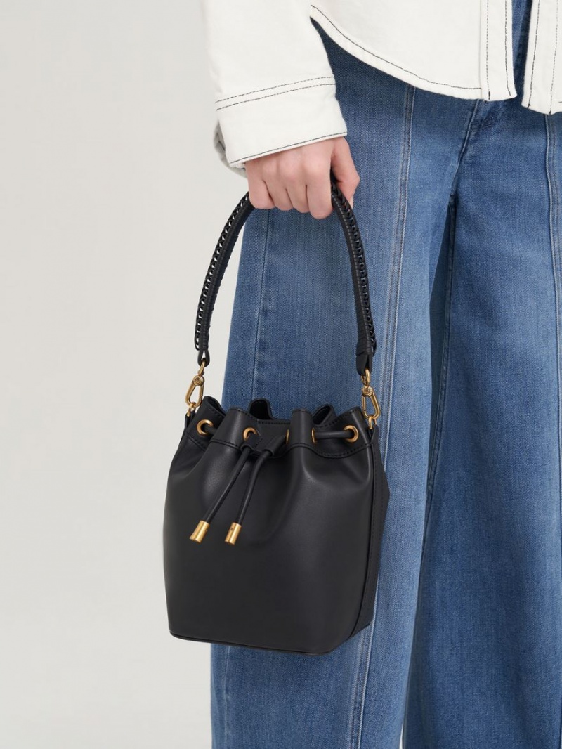 Geanta Galeata Charles & Keith Drawstring Negrii | 490EUQKRW