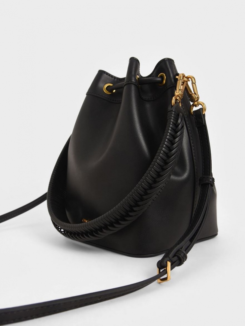 Geanta Galeata Charles & Keith Drawstring Negrii | 490EUQKRW