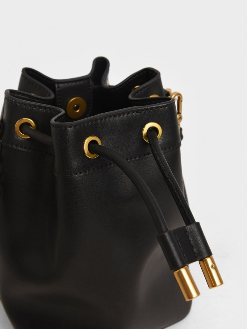 Geanta Galeata Charles & Keith Drawstring Negrii | 490EUQKRW
