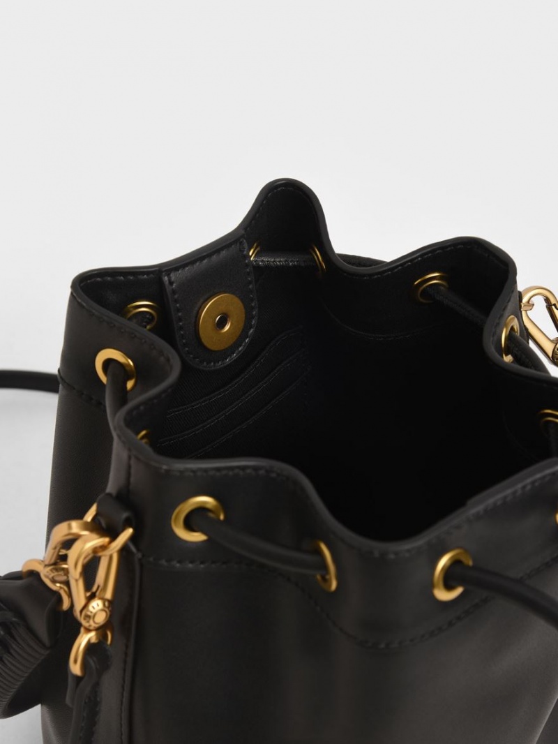 Geanta Galeata Charles & Keith Drawstring Negrii | 490EUQKRW
