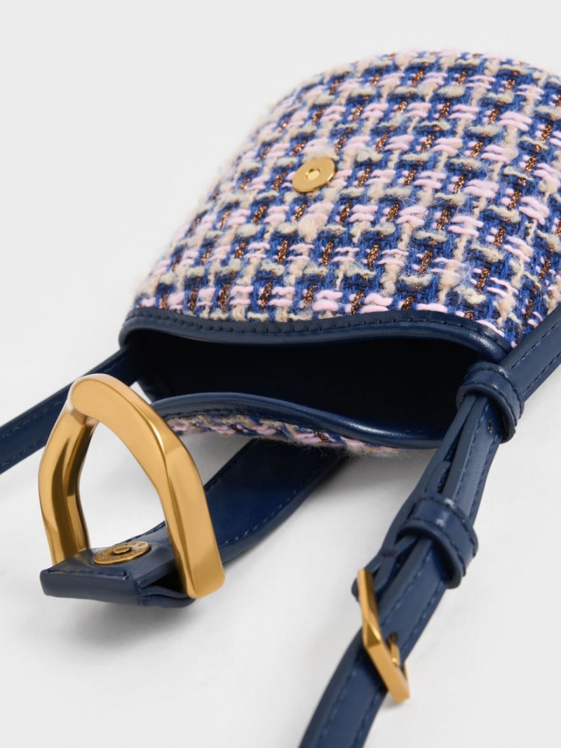 Geanta Galeata Charles & Keith Gabine Tweed Bleumarin | 428EFCABQ