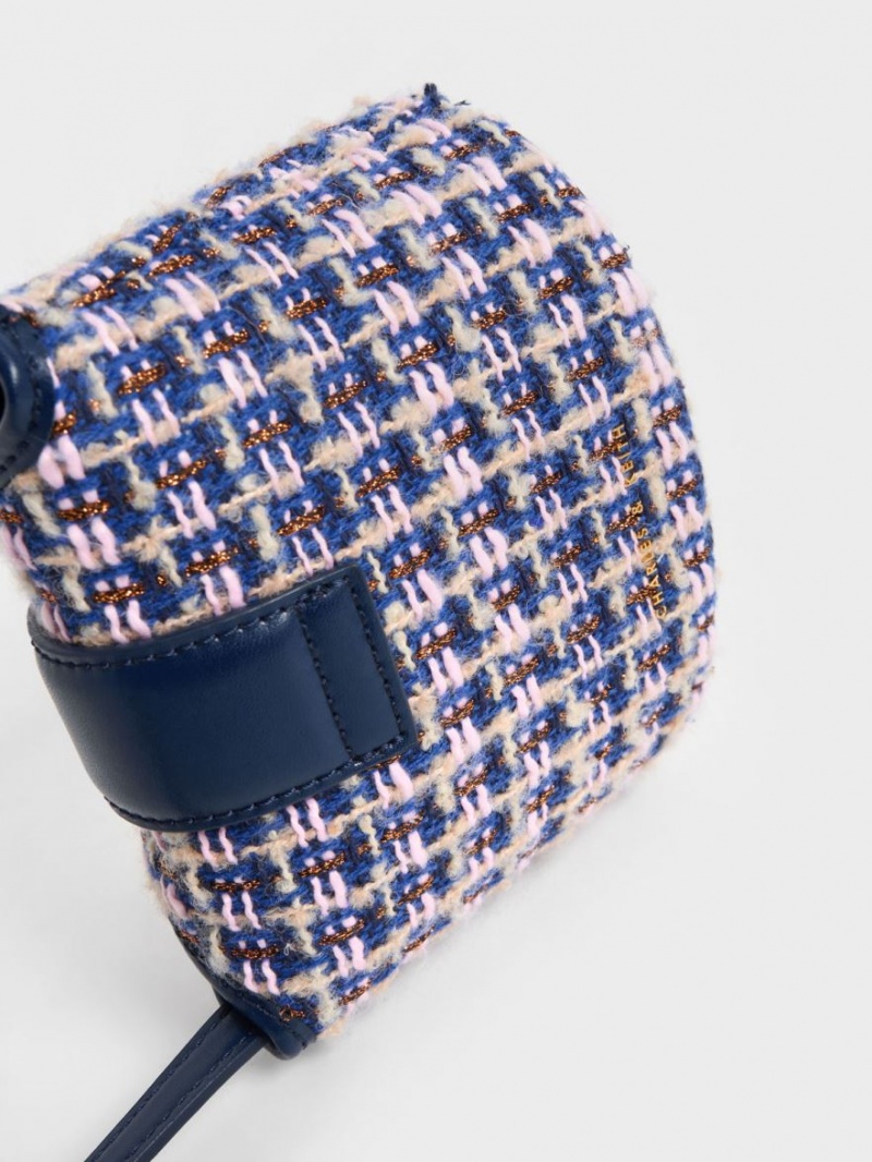 Geanta Galeata Charles & Keith Gabine Tweed Bleumarin | 428EFCABQ