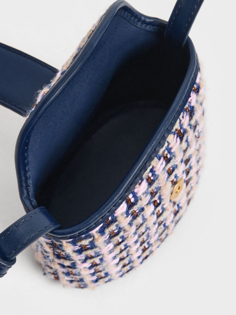 Geanta Galeata Charles & Keith Gabine Tweed Bleumarin | 428EFCABQ