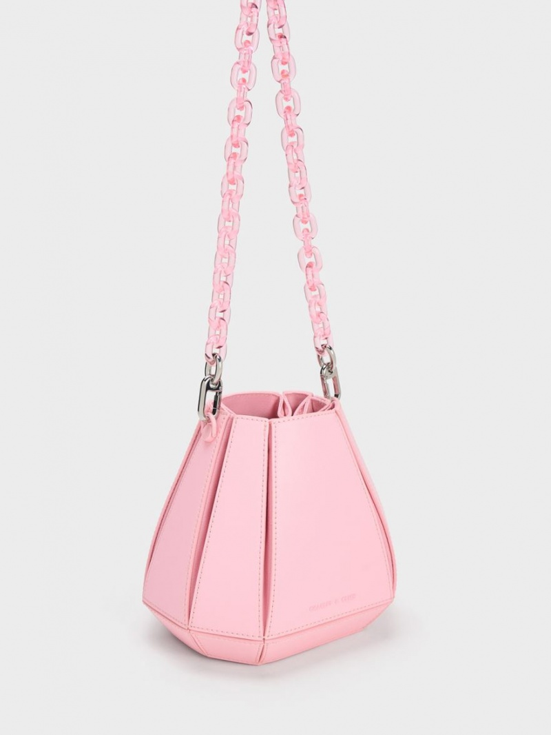 Geanta Galeata Charles & Keith Geometric Structured Roz Deschis | 297HWFIMO