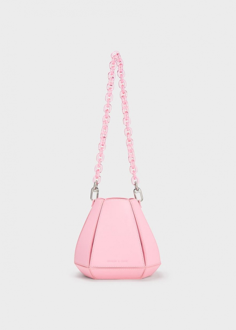 Geanta Galeata Charles & Keith Geometric Structured Roz Deschis | 297HWFIMO