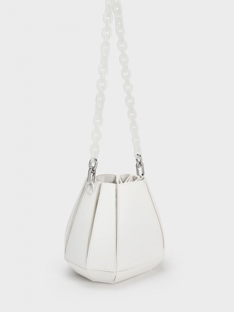 Geanta Galeata Charles & Keith Geometric Structured Albi | 326YTZDBK