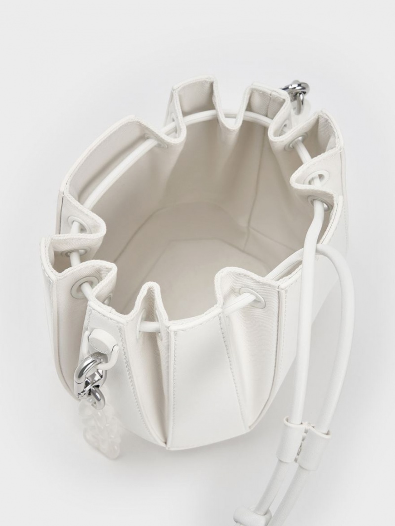 Geanta Galeata Charles & Keith Geometric Structured Albi | 326YTZDBK