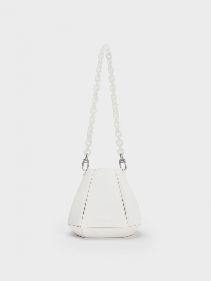 Geanta Galeata Charles & Keith Geometric Structured Albi | 326YTZDBK