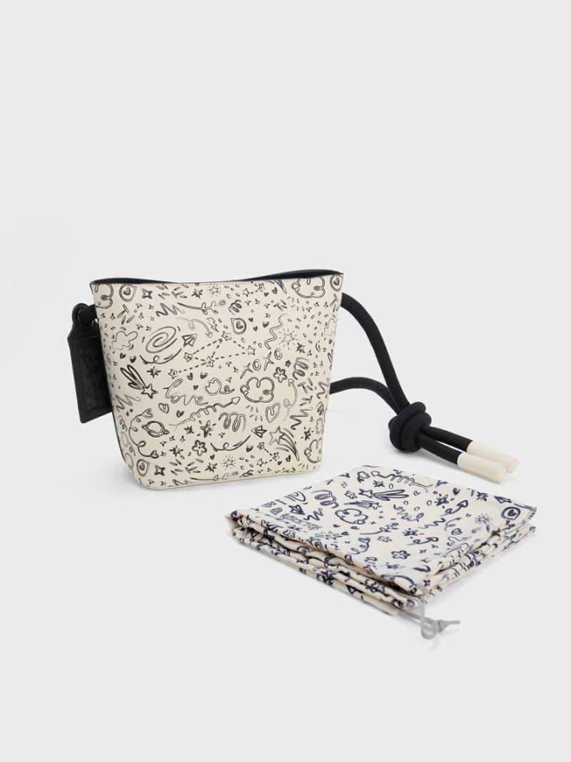 Geanta Galeata Charles & Keith Gwiana Knotted Printed Albi | 914CJQTWE