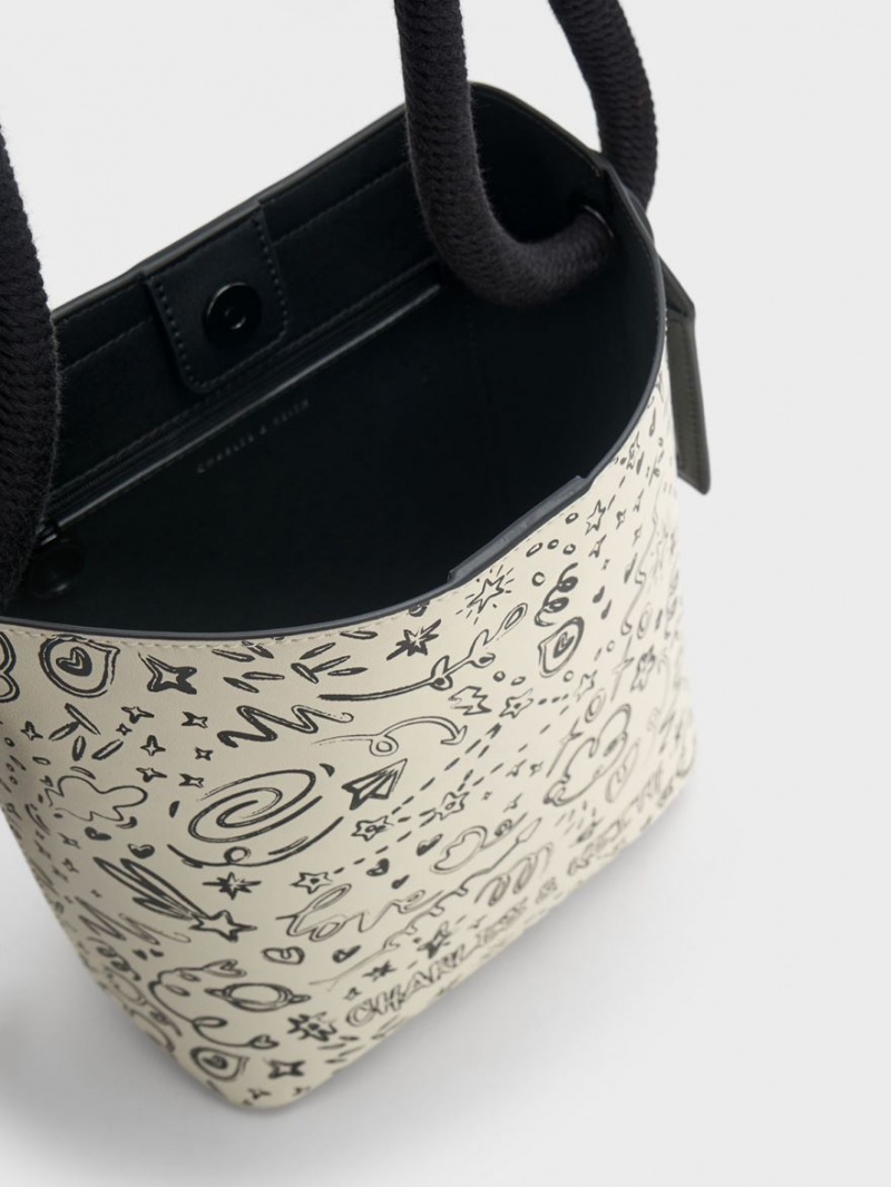 Geanta Galeata Charles & Keith Gwiana Knotted Printed Albi | 914CJQTWE