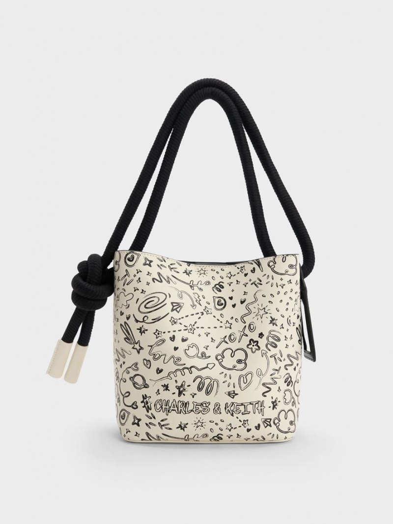 Geanta Galeata Charles & Keith Gwiana Knotted Printed Albi | 914CJQTWE