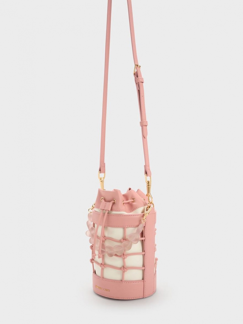 Geanta Galeata Charles & Keith Heart Motif Caged Roz | 684HUSQPB