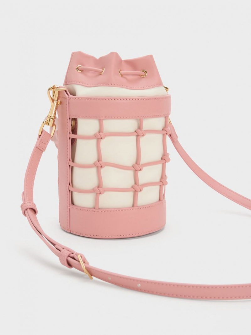 Geanta Galeata Charles & Keith Heart Motif Caged Roz | 684HUSQPB