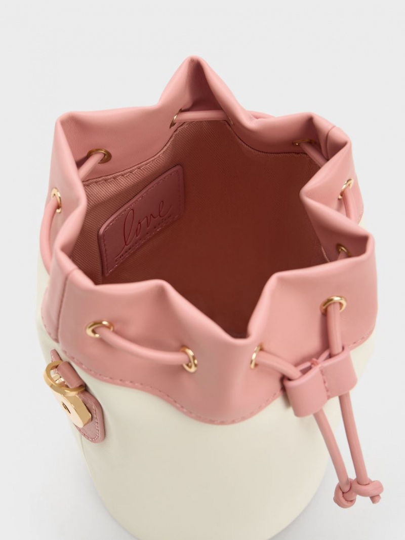 Geanta Galeata Charles & Keith Heart Motif Caged Roz | 684HUSQPB