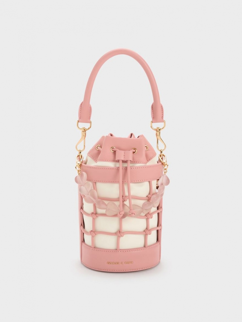 Geanta Galeata Charles & Keith Heart Motif Caged Roz | 684HUSQPB