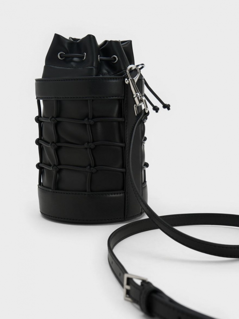 Geanta Galeata Charles & Keith Heart Motif Caged Negrii | 752MYOPQC