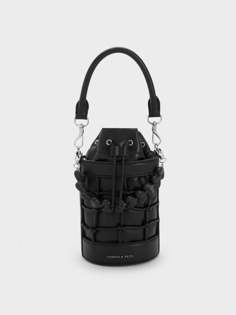 Geanta Galeata Charles & Keith Heart Motif Caged Negrii | 752MYOPQC