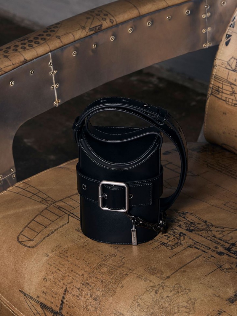 Geanta Galeata Charles & Keith Jules Piele Belted Negrii | 873KQELIF