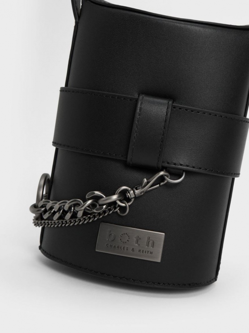 Geanta Galeata Charles & Keith Jules Piele Belted Negrii | 873KQELIF