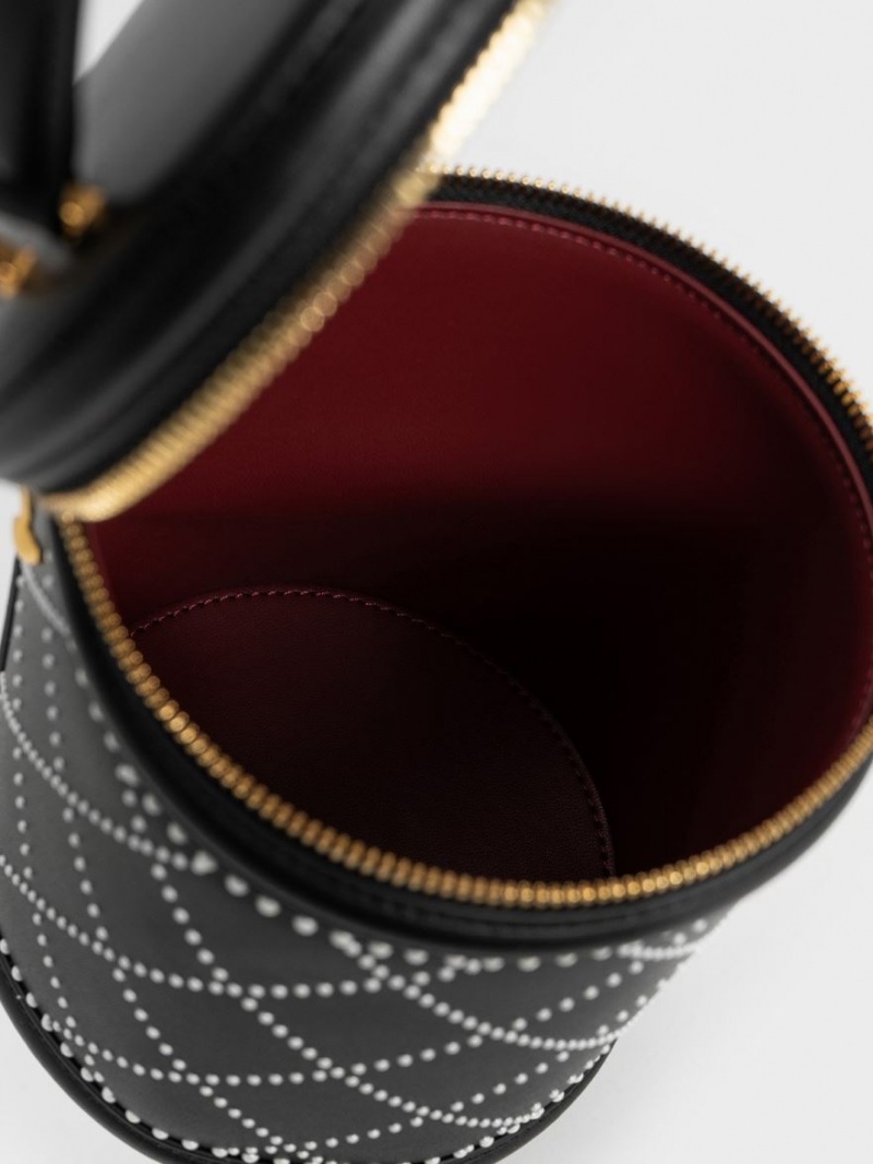 Geanta Galeata Charles & Keith Marietta Bead-Embellished Negrii | 783YRGZPO