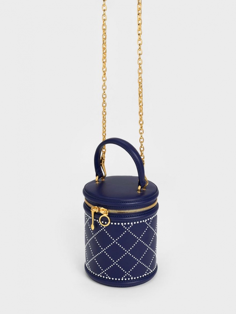 Geanta Galeata Charles & Keith Marietta Bead-Embellished Bleumarin | 462SBWVXR
