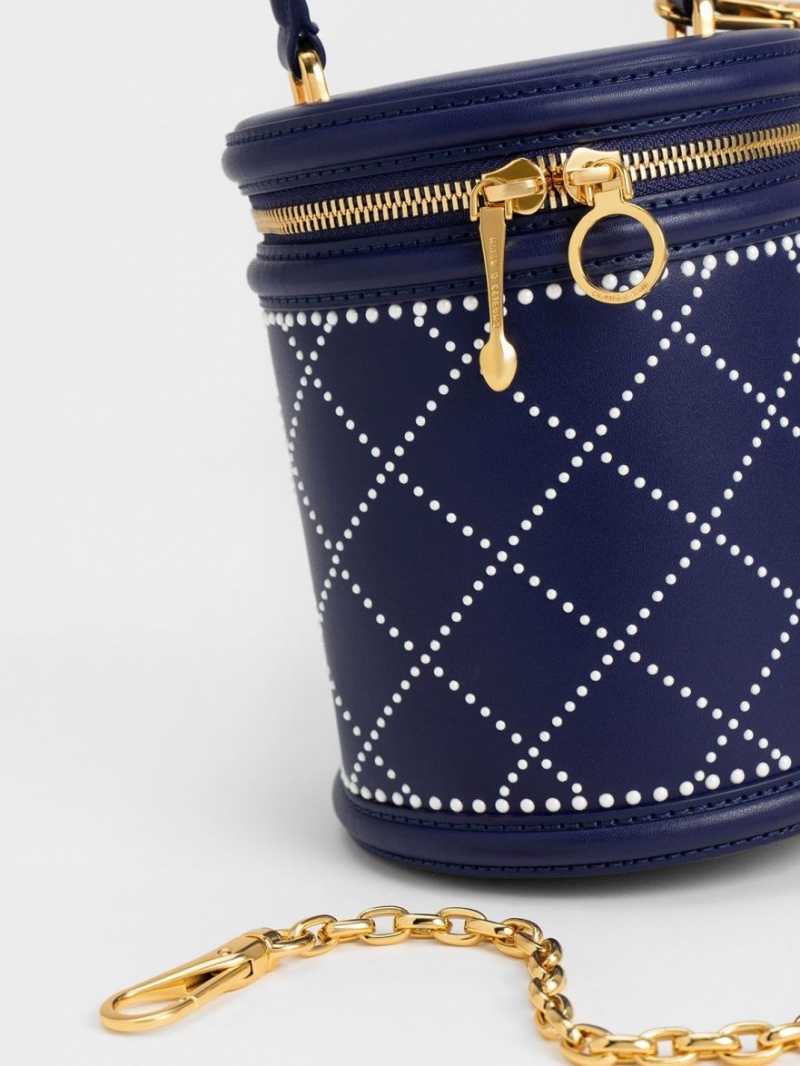 Geanta Galeata Charles & Keith Marietta Bead-Embellished Bleumarin | 462SBWVXR