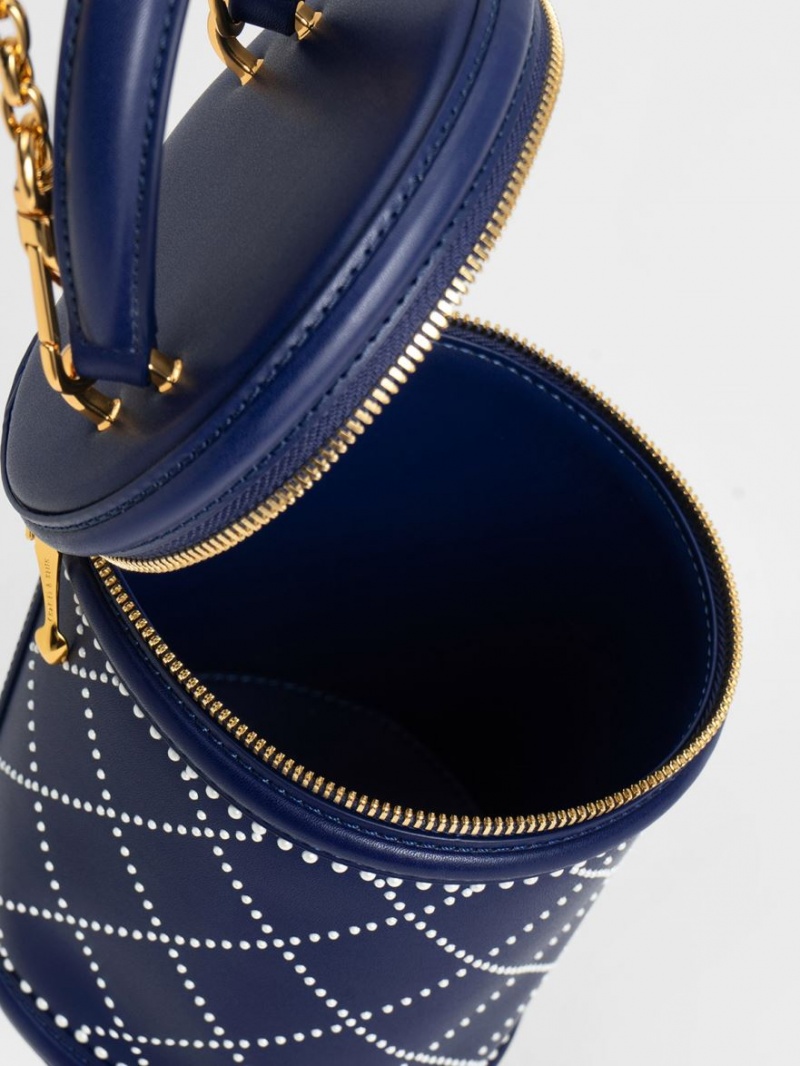 Geanta Galeata Charles & Keith Marietta Bead-Embellished Bleumarin | 462SBWVXR