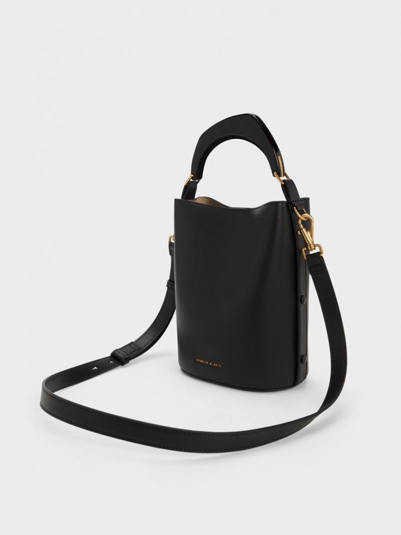Geanta Galeata Charles & Keith Marlin Acrylic Handle Negrii | 015MEIUWS
